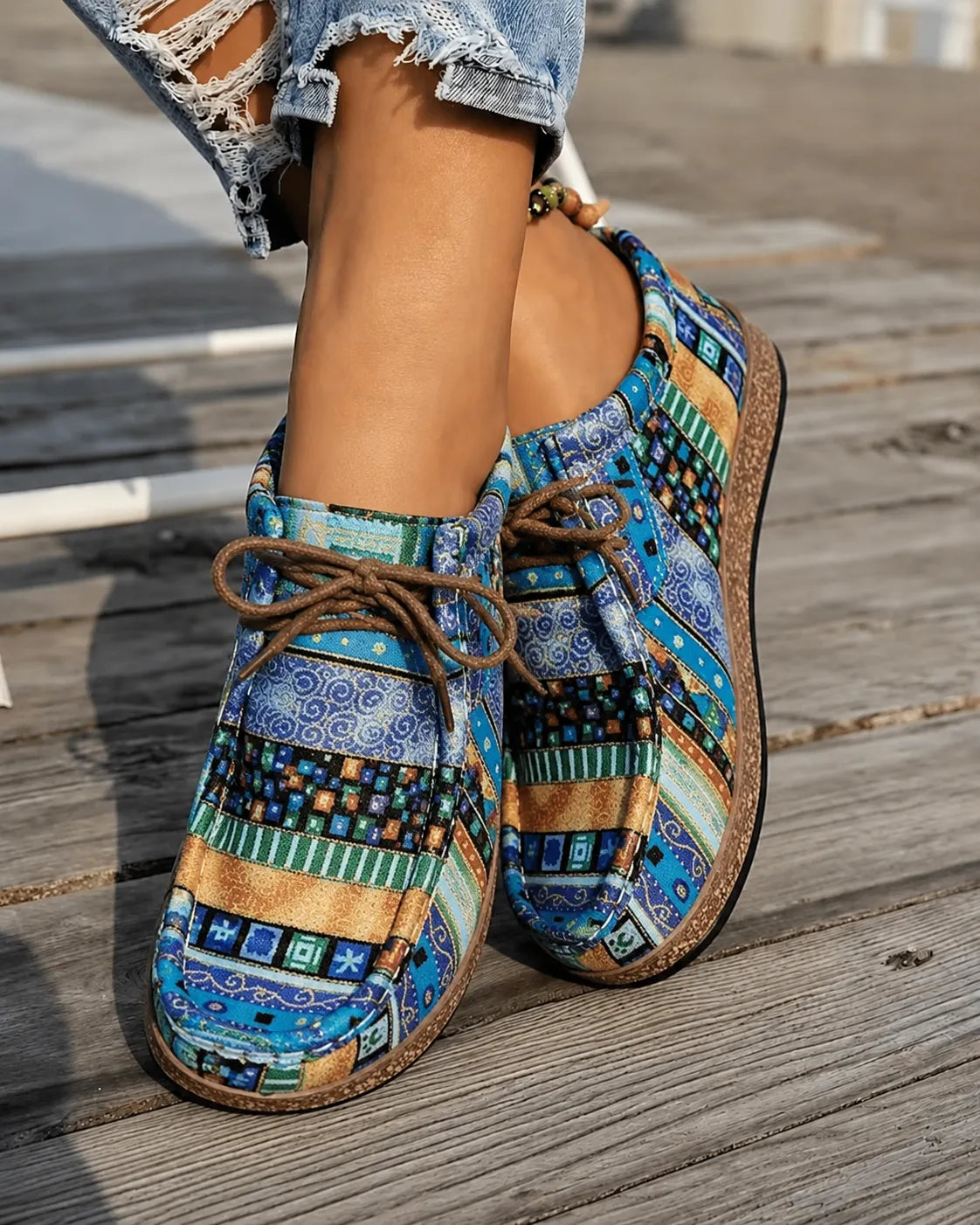 Camille | Loafers i mönstrad canvas
