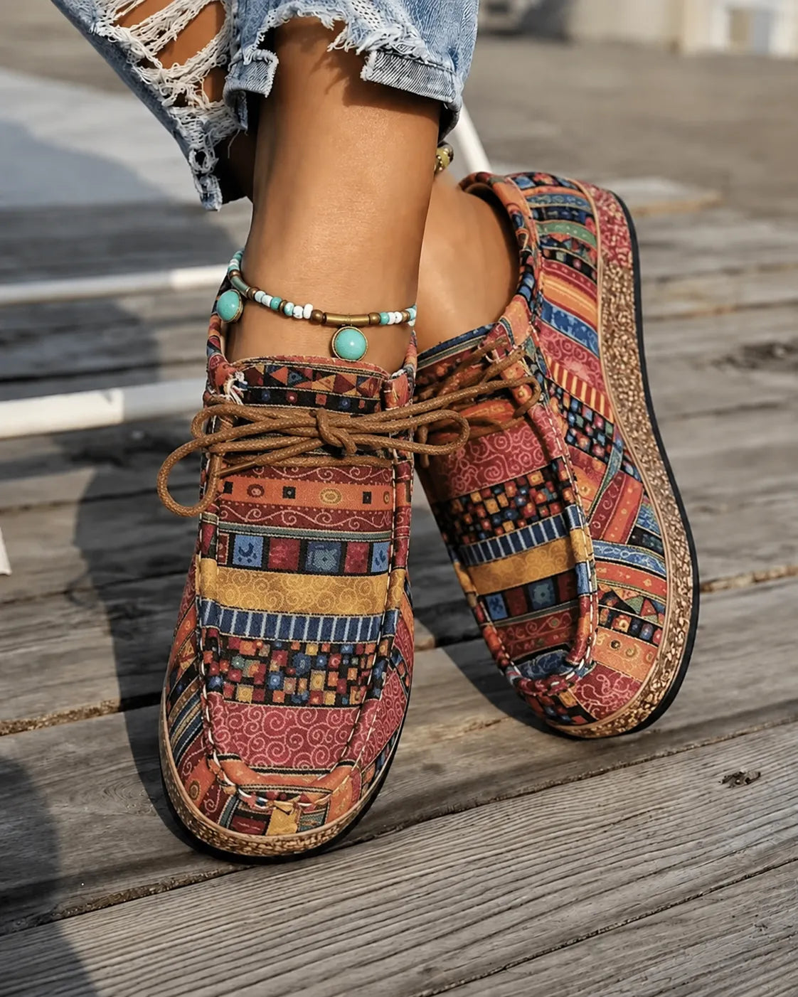 Camille | Loafers i mönstrad canvas