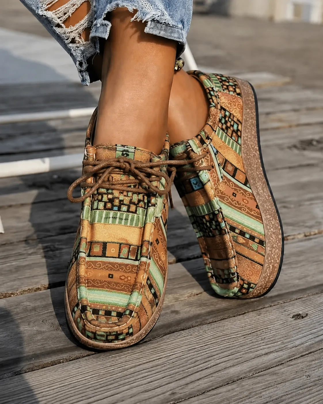 Camille | Loafers i mönstrad canvas