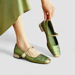 Camille | Mary Janes i satin med smyckad klack