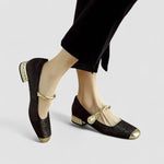 Camille | Mary Janes i satin med smyckad klack