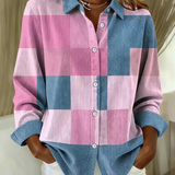 Isabelle | Rosa- och blårutig cardigan