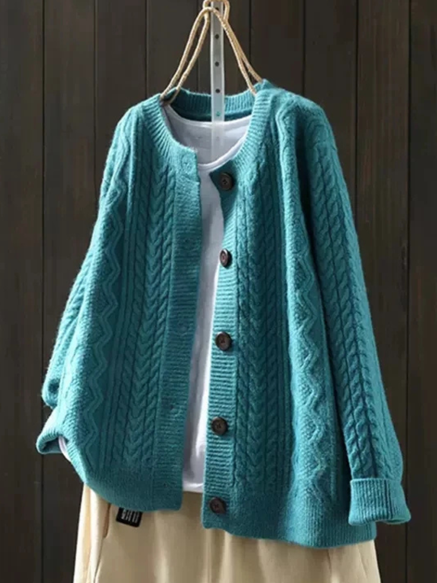 Sophie | Kabelstickad cardigan med rund hals